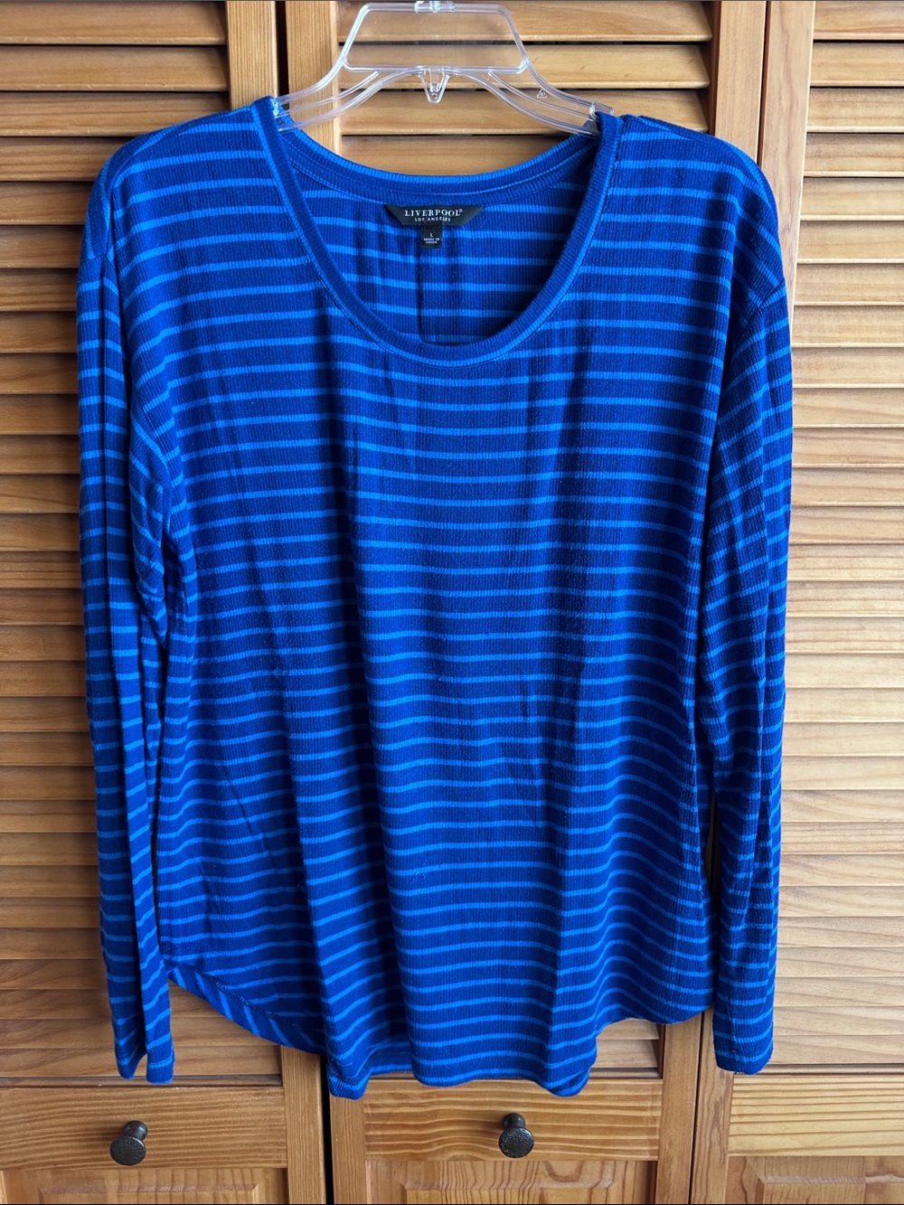 Liverpool Royal and Navy Striped Long-Sleeve Tee